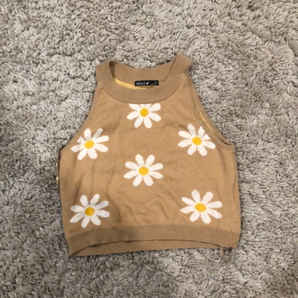 Other - Brown Aesthetic sweater vest with daisies